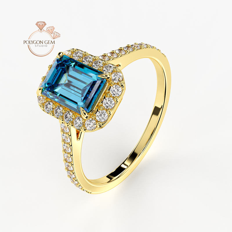 Blue Topaz Halo Ring