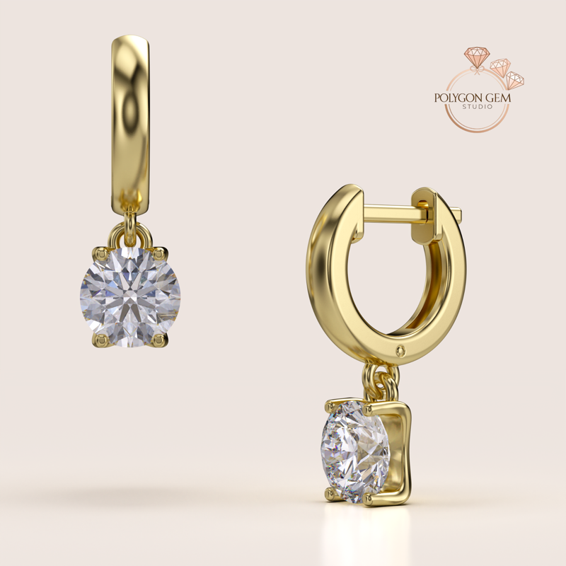 Diamond Hoop Drop Earrings