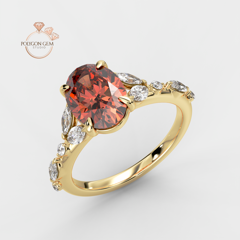 Oval Ruby Accent Ring