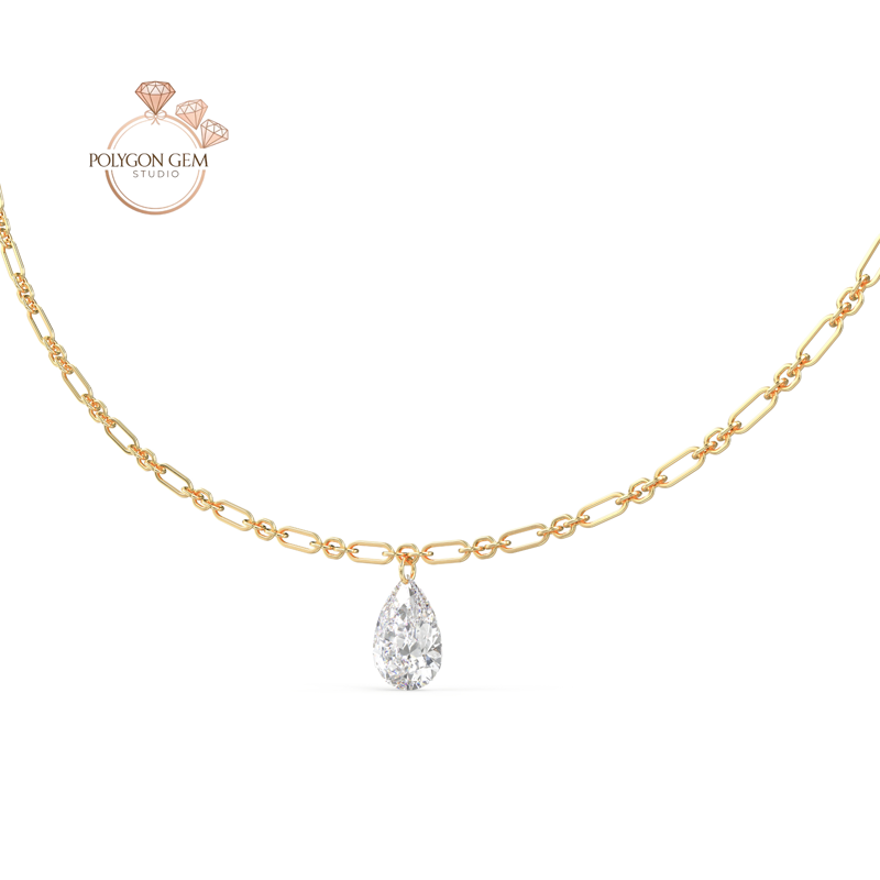 Pear Diamond Drop Necklace